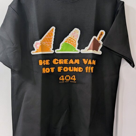 Snowday Japan Ice Cream Van Not Found 404 t-shirt Sz Small NWT Black Boxy Fit - Picture 1 of 10